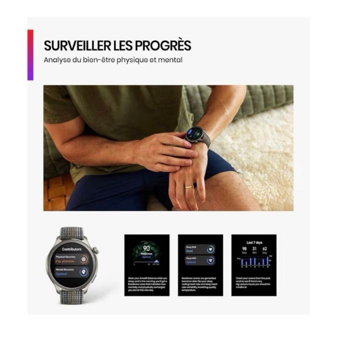 Amazfit Balance 46mm Montre Intelligente - Paiement Sans Contact - NFC - Coach de Fitness AI - Autonomie de 14 Jours - Surveillance du Sommeil et de la Santé - GPS - 150 Modes Sportifs pour Android et iPhone, Gris coucher de soleil – Image 4