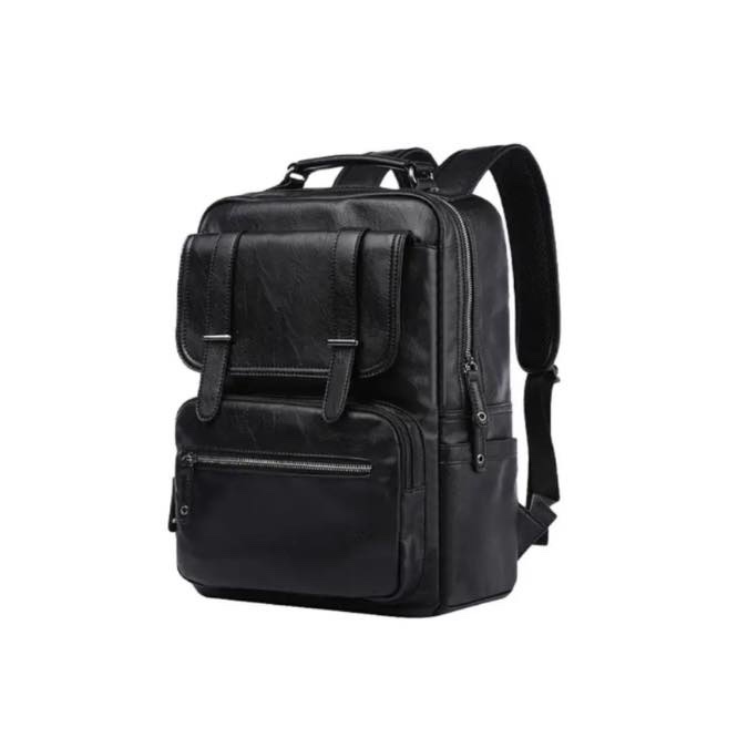 Sac à dos élégant imperméable 14 pouces- en Simili Cuir couleur noire - Homme & Dame