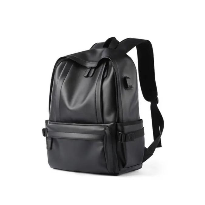 Sac à dos élégant imperméable 15,6 pouces - en Simili Cuir couleur noire - Homme & Dame