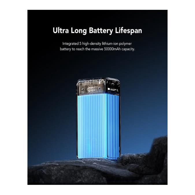 Batterie externe VEGER 50 000 mAh (W5001), Powerbank 100 W PD/QC3.0, chargeur portable haute capacité, charge rapide, USB C, avec câbles, écran LED, 3 vitesses, lampes de poche puissantes et boussole pour l'extérieur – Image 3