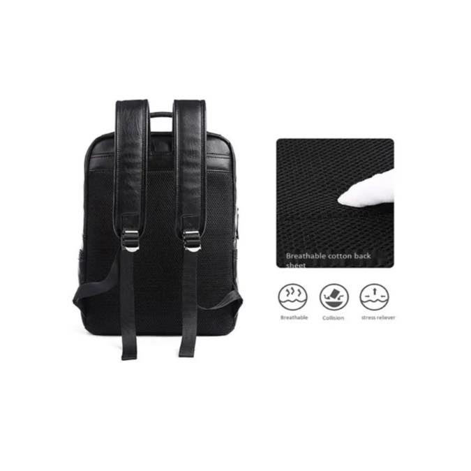 Sac à dos élégant imperméable 14 pouces- en Simili Cuir couleur noire - Homme & Dame – Image 2