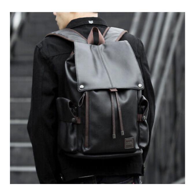 Sac à dos de voyage en Simili cuir 17 pouces pour hommes et femmes - sacoche d'école pour ordinateur portable , grande capacité - Etanche – Image 3