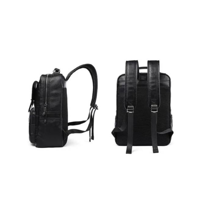 Sac à dos élégant imperméable 14 pouces- en Simili Cuir couleur noire - Homme & Dame – Image 3