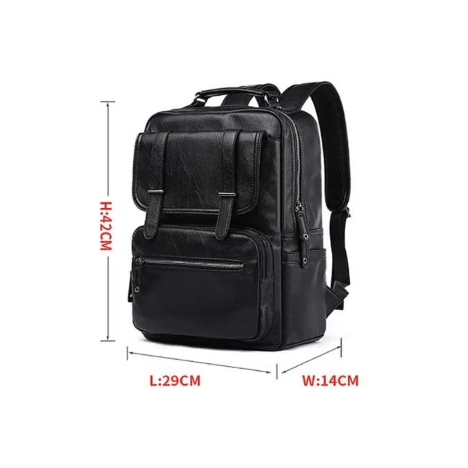 Sac à dos élégant imperméable 14 pouces- en Simili Cuir couleur noire - Homme & Dame – Image 4