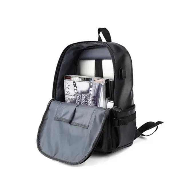 Sac à dos élégant imperméable 15,6 pouces - en Simili Cuir couleur noire - Homme & Dame – Image 4
