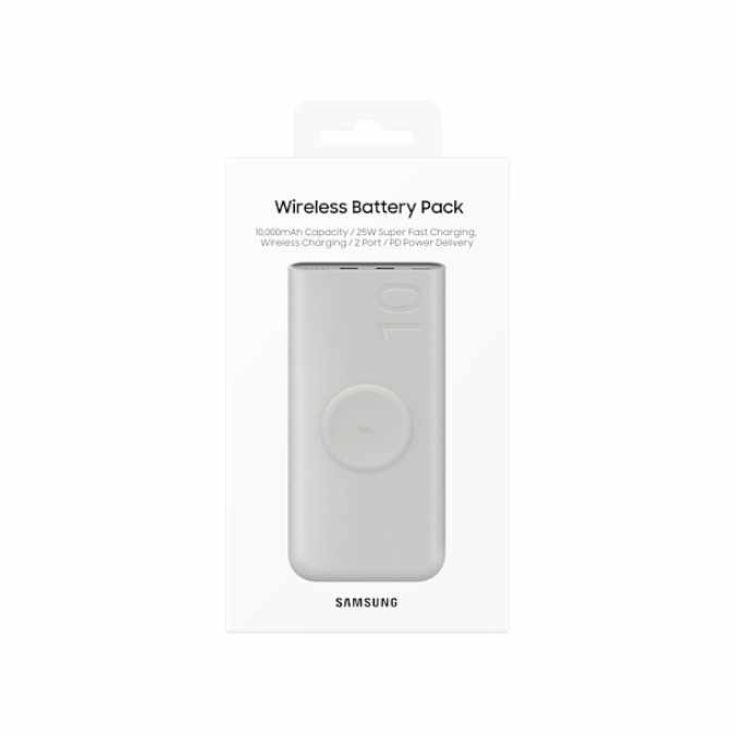 Samsung Powerbank Batterie externe 10 000 mAh charge Ultra Rapide 25W + Charge sans fil avec 2 ports USB-C, Beige – Image 7