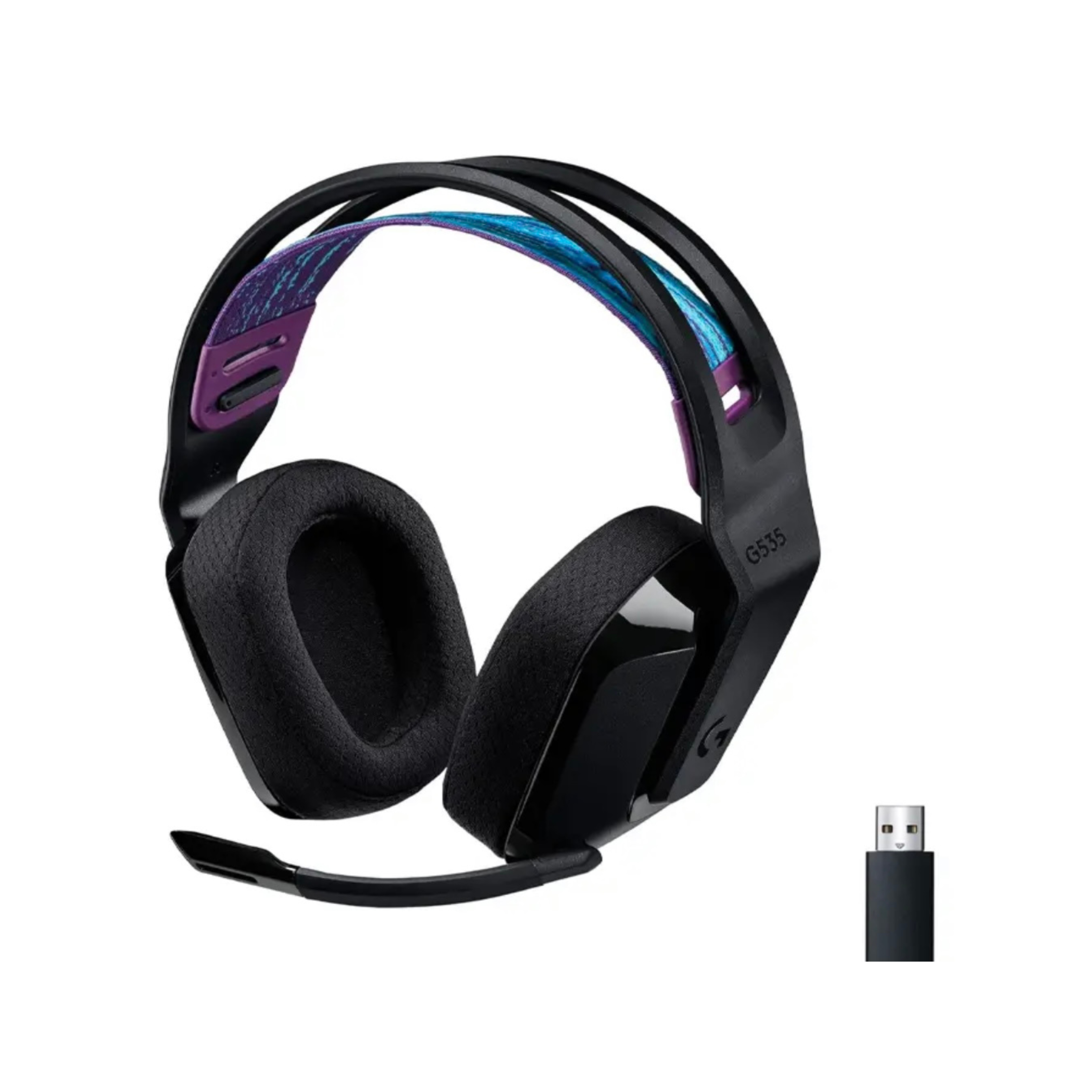Logitech G535 LIGHTSPEED Casque gamer sans fil - Casque supra-auriculaire léger, micro avec fonction de sourdine flip-up, stéréo, compatible avec PC, PS4, PS5, rechargeable par USB - Noir – Image 2