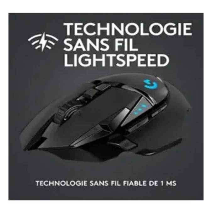 Logitech G502 LIGHTSPEED Souris Gamer sans Fil, Capteur Gaming HERO 25K, 25 600 PPP, RGB, Ultra-Léger, 11 Boutons Programmables, Batterie Longue Durée, POWERPLAY-compatible, PC Mouse - Noire – Image 2
