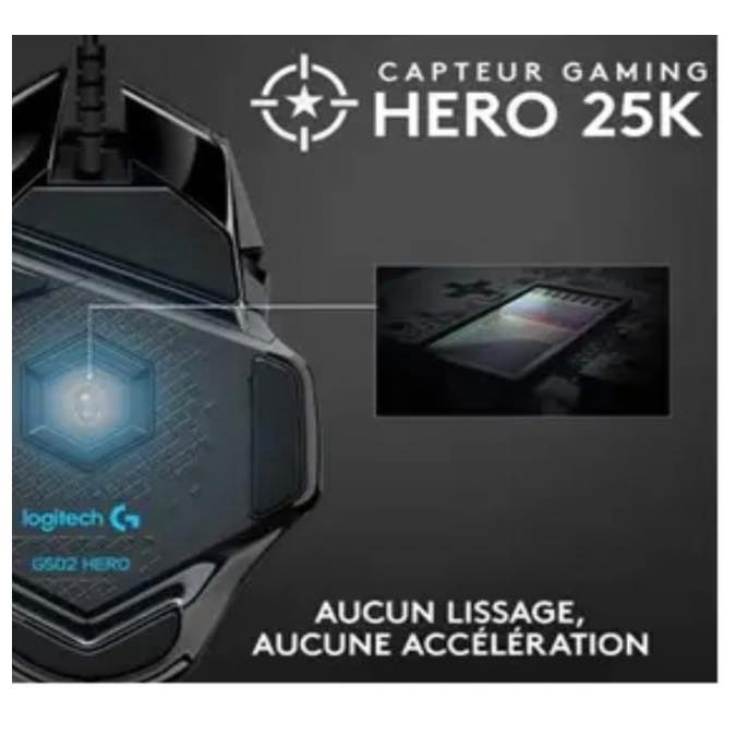 Logitech G502 LIGHTSPEED Souris Gamer sans Fil, Capteur Gaming HERO 25K, 25 600 PPP, RGB, Ultra-Léger, 11 Boutons Programmables, Batterie Longue Durée, POWERPLAY-compatible, PC Mouse - Noire – Image 3