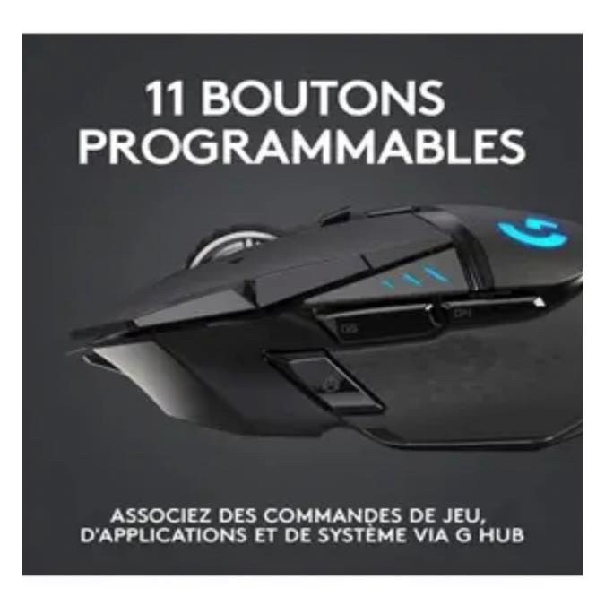 Logitech G502 LIGHTSPEED Souris Gamer sans Fil, Capteur Gaming HERO 25K, 25 600 PPP, RGB, Ultra-Léger, 11 Boutons Programmables, Batterie Longue Durée, POWERPLAY-compatible, PC Mouse - Noire – Image 4