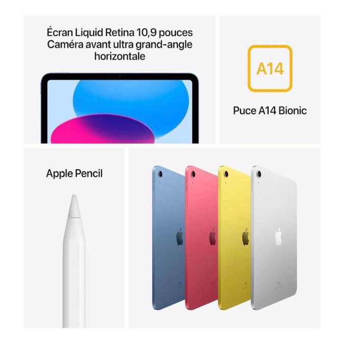 Apple iPad 2022 - (10ème Génération) 10,9 pouces - 64 Go - Wifi, Argent – Image 3