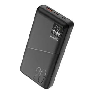 Powerbank Porodo Blue 20.000mAh – Charge rapide avec sorties USB-A et USB-C – Affichage numérique – PD 20W – PB-PBFCH054-BK