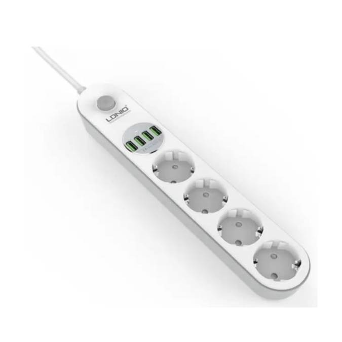 LDNIO SE4432 Multiprise Electrique, Prise Multiple 2 mètres, Parafoudre avec Protection Contre les Surtensions et Interrupteur - 4 prises AC avec 4 ports USB