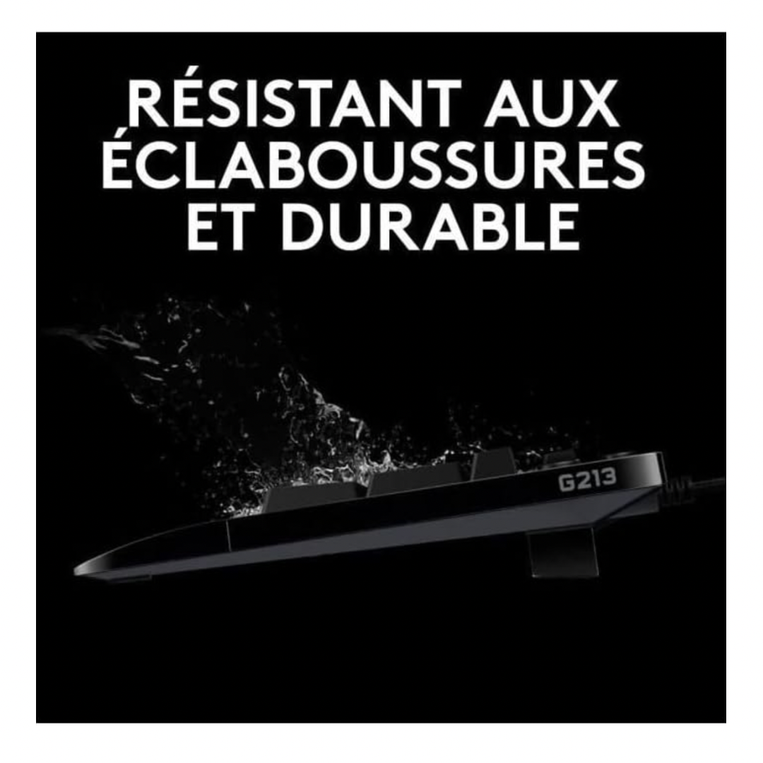 Logitech G213 Prodigy, Clavier Gamer, Eclairage RGB LIGHTSYNC, Résistant aux Éclaboussures, Personnalisable, Commandes Multimédia Dédiées, Français AZERTY - Noir – Image 5