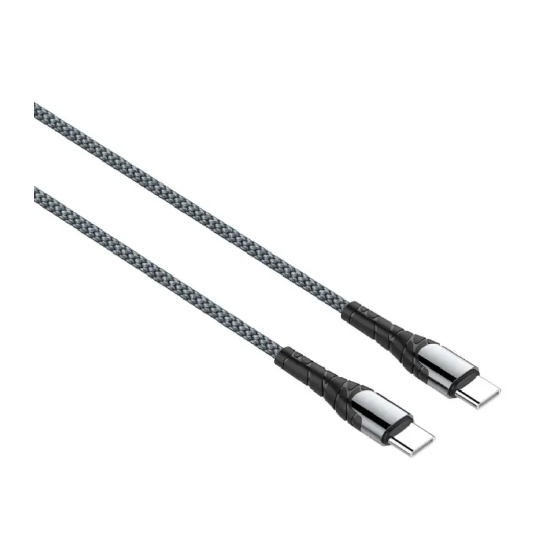 LDNIO LC102 - Câble USB C vers USB C 2 mètres en nylon tressé - charge et transfert de données rapide - supporte 65W - utilisable comme chargeur de PC portable et Manette PS5 - pour téléphone Samsung, Huawei, Xiaomi…
