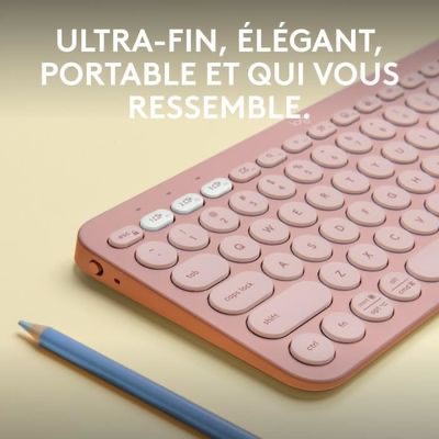 Clavier Sans fil Logitech Pebble Keys 2 K380s - Bluetooth multidispositif, raccourcis personnalisables, fin et portable, Bouton Easy-switch pour Windows, macOS, iPadOS, Android, ChromeOS - AZERTY, Rose – Image 2