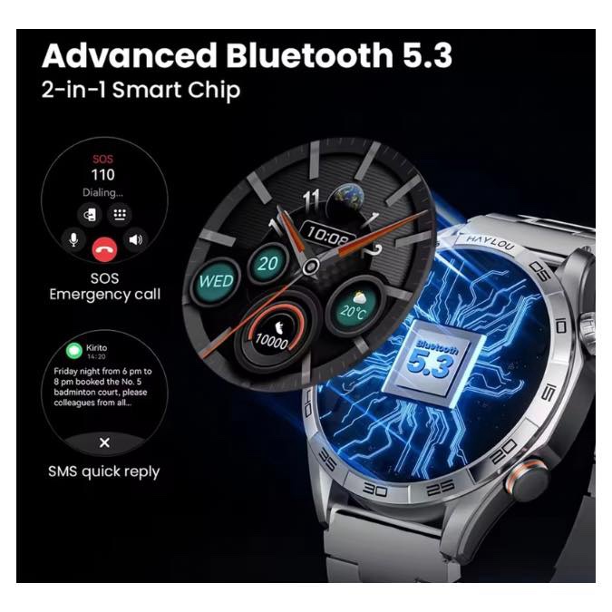 Montre Connectée – Haylou Solar 5 – Écran 1,58″ Amoled – IP68 – 15 jours Autonomie – Noir – Image 4