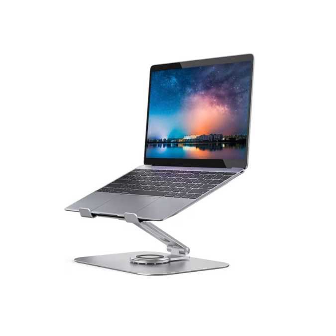 Support pour ordinateur portable pliable, rotatif à 360°, Laptop stand ergonomique en aluminium pour PC - Hauteur réglable jusqu'à 17 cm - Pour ordinateur portable de 11 à 17"