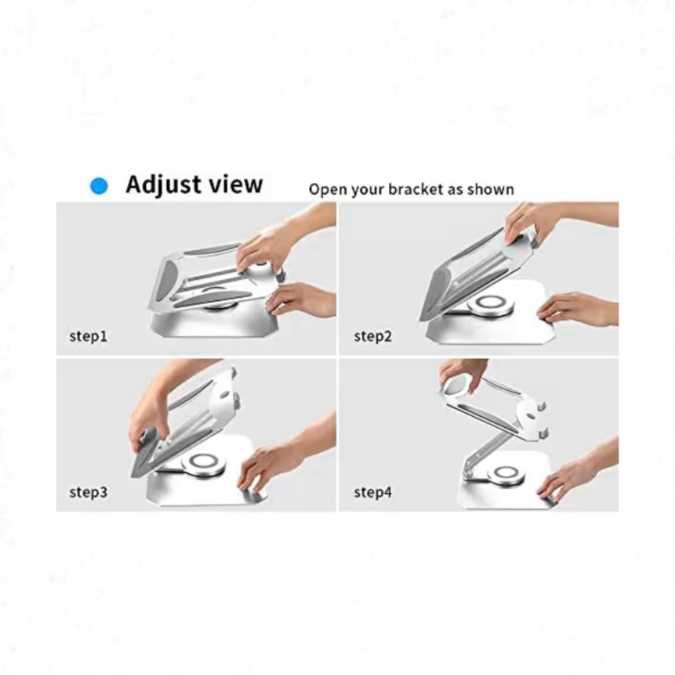 Support pour ordinateur portable pliable, rotatif à 360°, Laptop stand ergonomique en aluminium pour PC - Hauteur réglable jusqu'à 17 cm - Pour ordinateur portable de 11 à 17" – Image 7