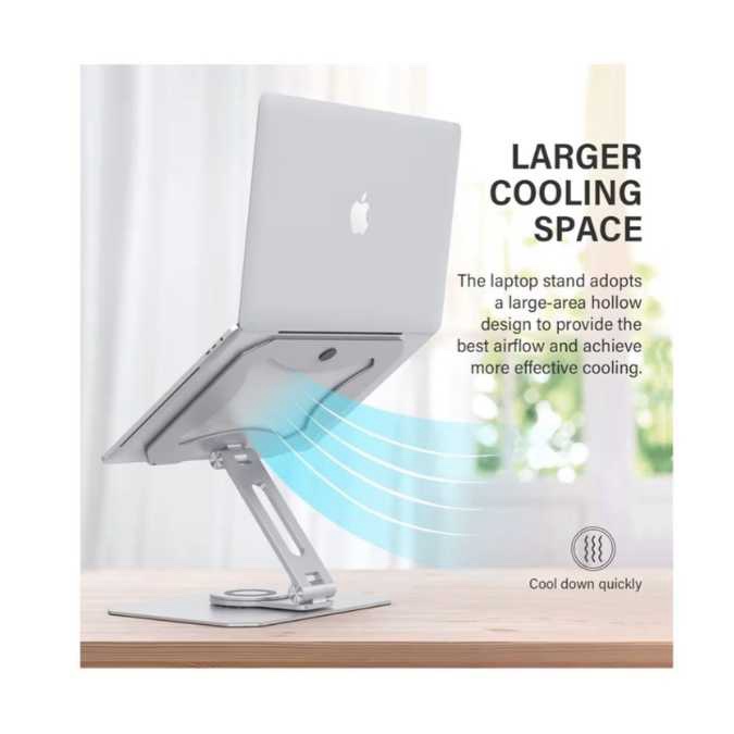 Support pour ordinateur portable pliable, rotatif à 360°, Laptop stand ergonomique en aluminium pour PC - Hauteur réglable jusqu'à 17 cm - Pour ordinateur portable de 11 à 17" – Image 9