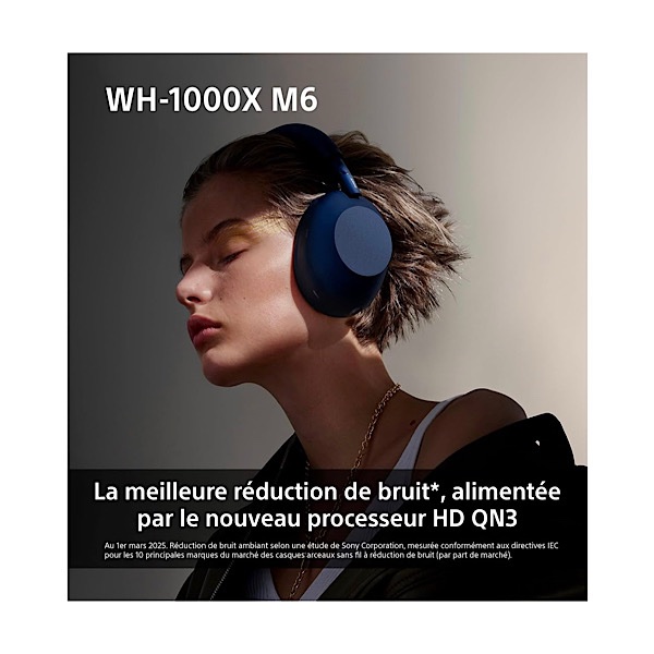 Sony WH-1000XM6 Casque sans-Fil Bluetooth à réduction de Bruit Noir, Son Hi-Res Unique, Confortable, Conception Pliable, Etui résistant, 30h Autonomie, iOS & Android - Argent – Image 6