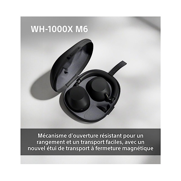 Sony WH-1000XM6 Casque sans-Fil Bluetooth à réduction de Bruit Noir, Son Hi-Res Unique, Confortable, Conception Pliable, Etui résistant, 30h Autonomie, iOS & Android - Argent – Image 8