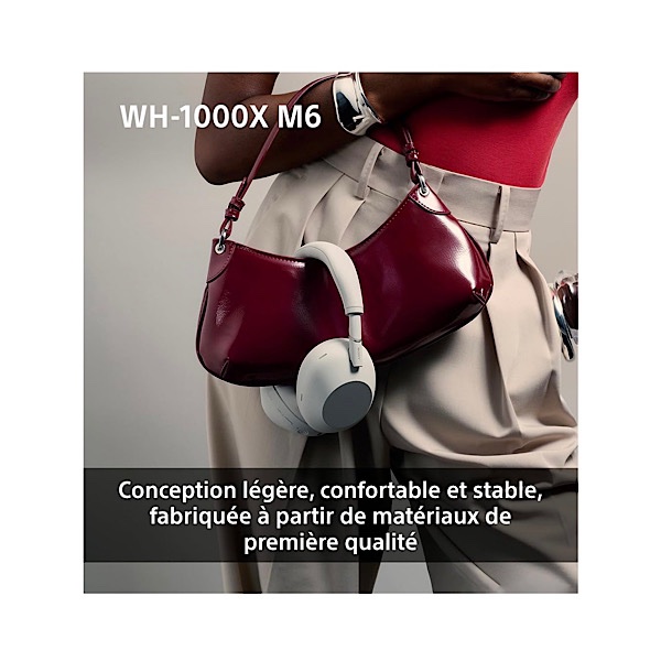 Sony WH-1000XM6 Casque sans-Fil Bluetooth à réduction de Bruit Noir, Son Hi-Res Unique, Confortable, Conception Pliable, Etui résistant, 30h Autonomie, iOS & Android - Argent – Image 9