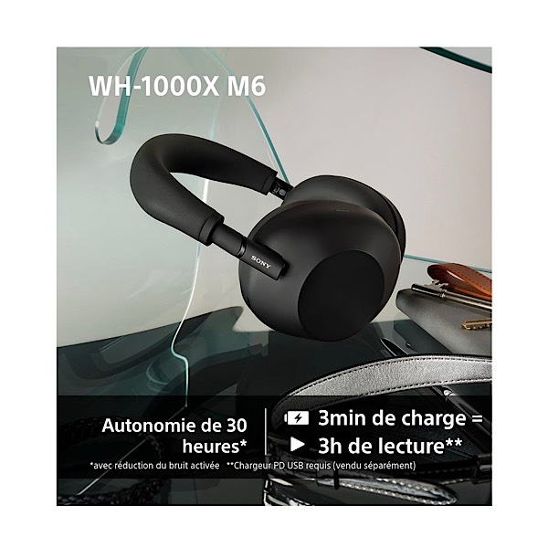 Sony WH-1000XM6 Casque sans-Fil Bluetooth à réduction de Bruit Noir, Son Hi-Res Unique, Confortable, Conception Pliable, Etui résistant, 30h Autonomie, iOS & Android - Argent – Image 10