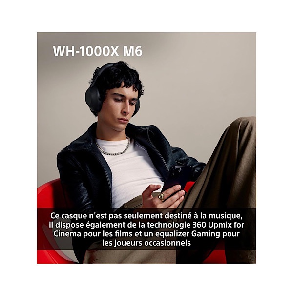 Sony WH-1000XM6 Casque sans-Fil Bluetooth à réduction de Bruit Noir, Son Hi-Res Unique, Confortable, Conception Pliable, Etui résistant, 30h Autonomie, iOS & Android - Argent – Image 11