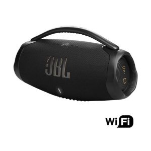 JBL Boombox 3 Wifi, Enceinte portable compatible avec Bluetooth et WiFi, Son JBL Original Pro et basses puissantes, étanche à l'eau et à la poussière, autonomie de 24h, Noire