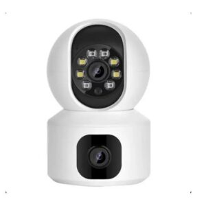 Caméra de Surveillance WiFi OLA C3 – 1080P, Double Caméra Vision 360°, Détection de Mouvement, Audio bidirectionnel - Blanc