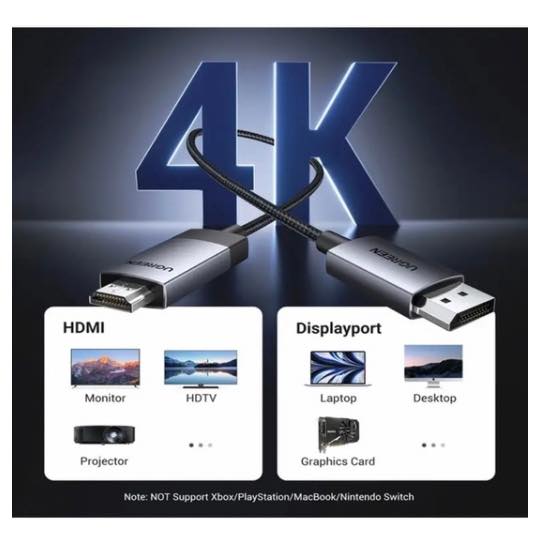 Câble DisplayPort 1.4 vers HDMI 4K 2m (200cm) UGREEN DP119 15774 – Image 2