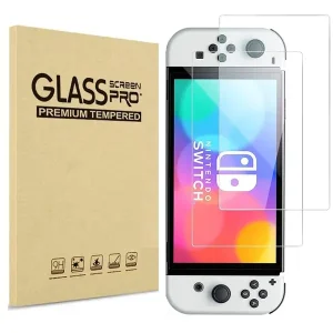 Protection d’écran verre trempé pour NINTENDO OLED – 2.5D – Transparent – Très Résistant aux rayures.