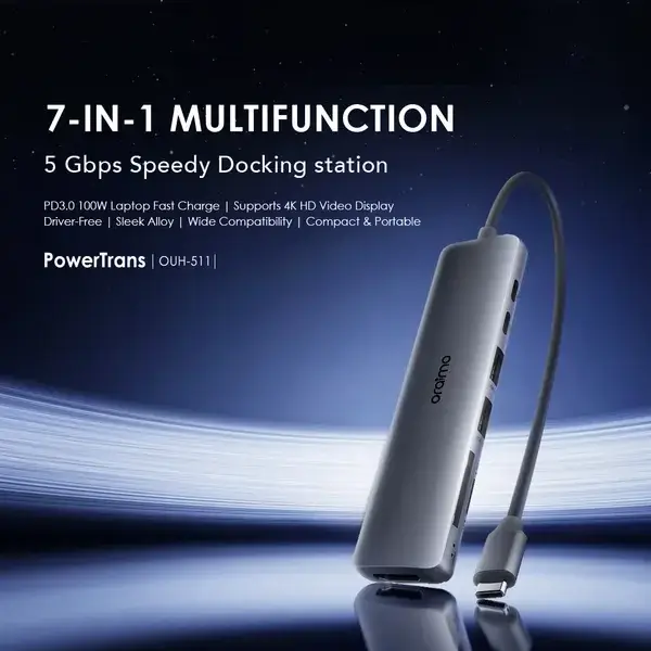Adaptateur multifonction USB-C – 7en1 – 4K – Oraimo – Charge rapide – OUH-511 – Image 2