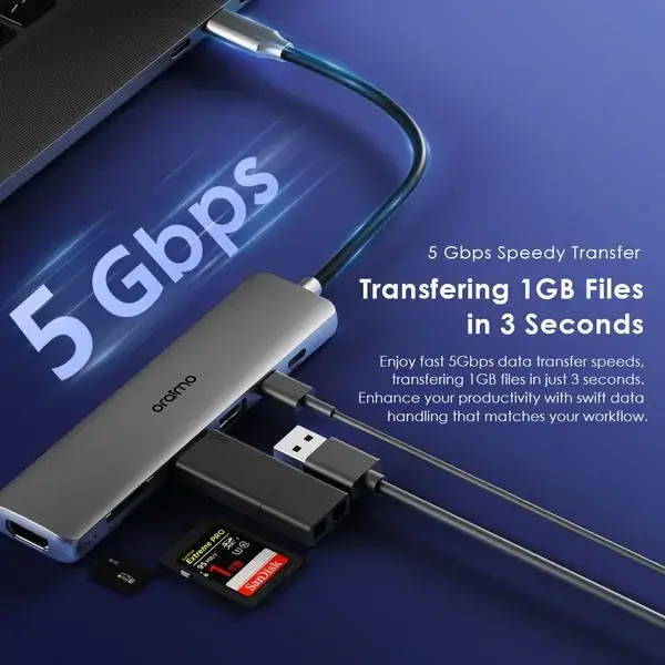 Adaptateur multifonction USB-C – 7en1 – 4K – Oraimo – Charge rapide – OUH-511 – Image 3