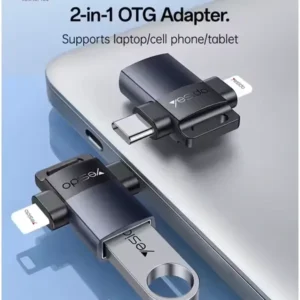 Adaptateur OTG 2en1 USB 3.0, USB vers Type-C et Lightning pour ordinateur portable –– Yesido GS35