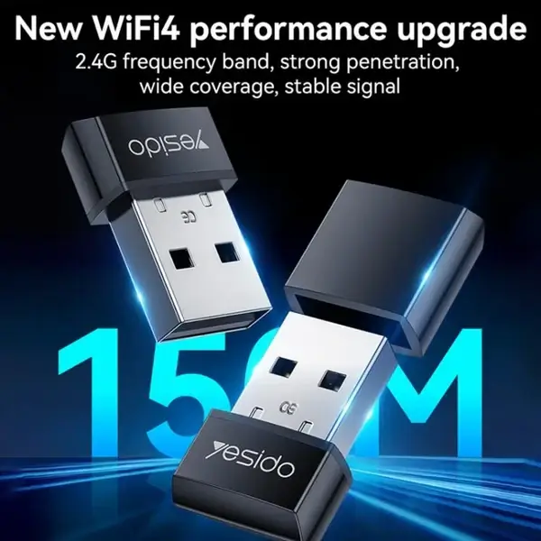 Adaptateur USB sans Fil Yesido – Connectable par Wifi – Haute Vitesse 150 Mbps – Portée de réception jusqu’à 100 mètres – WP10 – Image 2