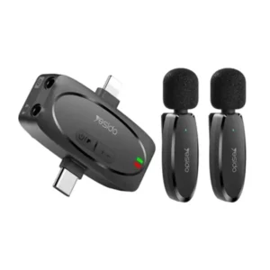Micro Cravate – Lavalier sans fil à faible latence iP – Type-C – Récepteur 3,5 mm + Ensemble de 2 microphones émetteurs – YESIDO KR15
