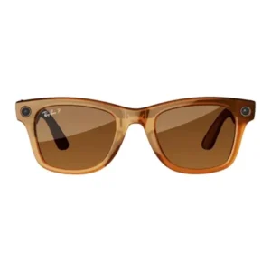 Ray-Ban Meta Wayfarer - Lunette de soleil connectée avec caméra intégrée – Polarisé – 32Go – 12MP – BT 5.2 – 36h d’autonomie – Caramel transparent brillant