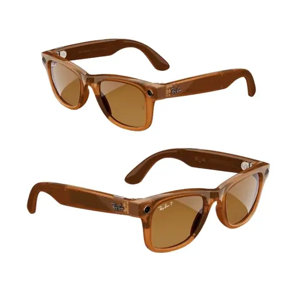 Ray-Ban Meta Wayfarer - Lunette de soleil connectée avec caméra intégrée – Polarisé – 32Go – 12MP – BT 5.2 – 36h d’autonomie – Caramel transparent brillant – Image 3