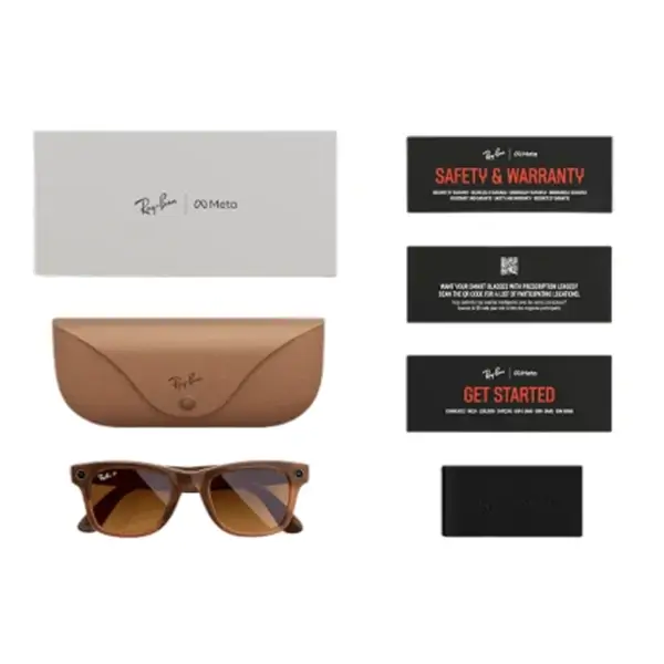 Ray-Ban Meta Wayfarer - Lunette de soleil connectée avec caméra intégrée – Polarisé – 32Go – 12MP – BT 5.2 – 36h d’autonomie – Caramel transparent brillant – Image 4