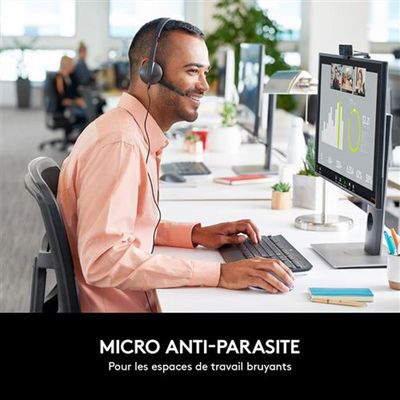 Logitech H340 Casque Filaire, Ecouteurs Stéréo avec Micro Rotatif Anti-Parasites, USB, PC/Mac/Portable/Chromebook Casque - Noir – Image 2