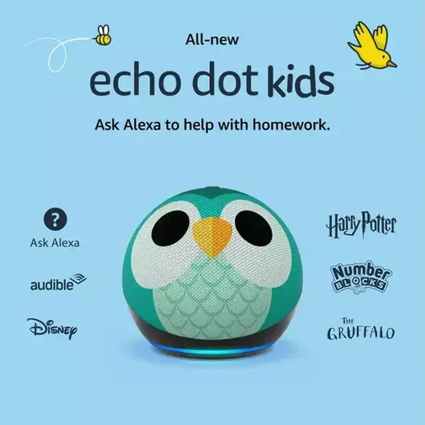 Amazon Echo Dot Kids 5e génération – Enceinte intelligente Wi-Fi et Bluetooth avec Alexa – pour les enfants – Contrôle parental – Chouette – Image 2