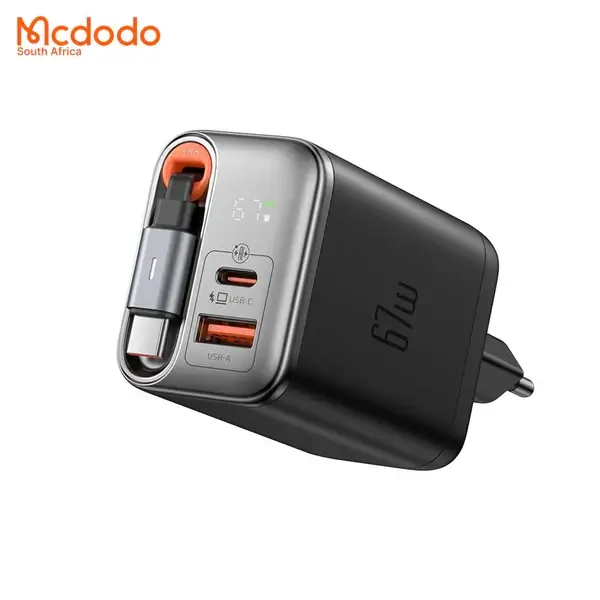 Chargeur Mcdodo 67 W GaN + écran numérique, Câble type‑C intégré et rétractable de 65 cm, MCDODO CH-410 – Image 2