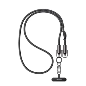 Câble de charge rapide bandoulière Mcdodo 60W 2en1 – Type-C vers type-C – Lanière – 1.2m – Mcdodo CA-683 – Noir