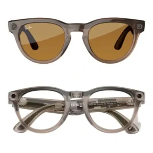 Ray-Ban Meta Headliner – Lunette de soleil connectée avec caméra intégrée – Photogray – 32Go – BT 5.2 – 12MP – 4h d’autonomie – Roche brillant transparent