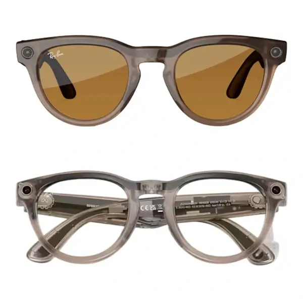 Ray-Ban Meta Headliner – Lunette de soleil connectée avec caméra intégrée – Photogray – 32Go – BT 5.2 – 12MP – 4h d’autonomie – Roche brillant transparent