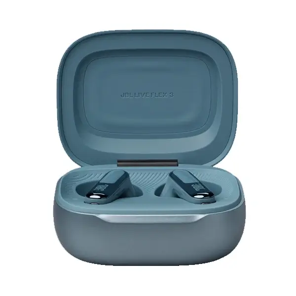 Écouteurs sans fil JBL Live Flex 3 – Audio spatial – 50h d’autonomie – IP54 – BT 5.3 – Réduction de bruit adaptive – Commande tactile personnalisé – Bleu – Image 5