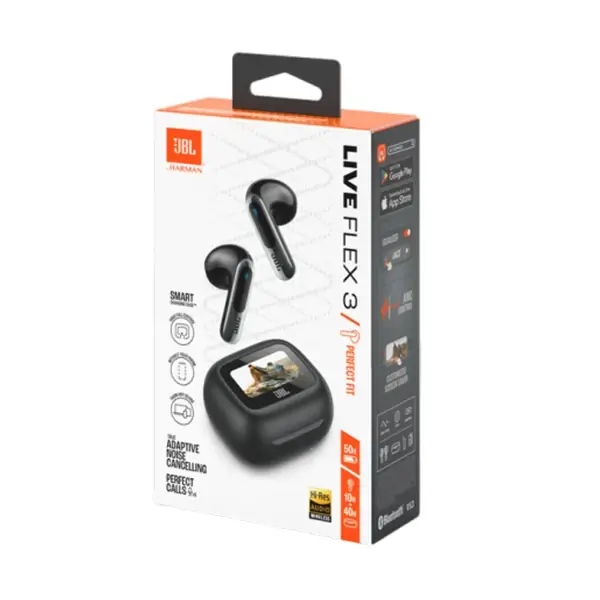 Écouteurs sans fil JBL Live Flex 3 – Audio spatial – 50h d’autonomie – IP54 – BT 5.3 – Réduction de bruit adaptive – Commande tactile personnalisé – Noir – Image 5