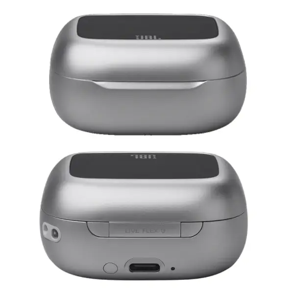 Écouteurs sans fil JBL Live Flex 3 – Audio spatial – 50h d’autonomie – IP54 – BT 5.3 – Réduction de bruit adaptive – Commande tactile personnalisé – Gris – Image 4
